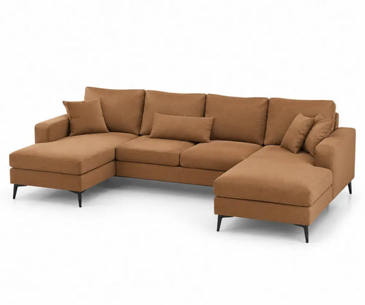 Ecksofa Braun Stoff L-Form 230x150x85 cm