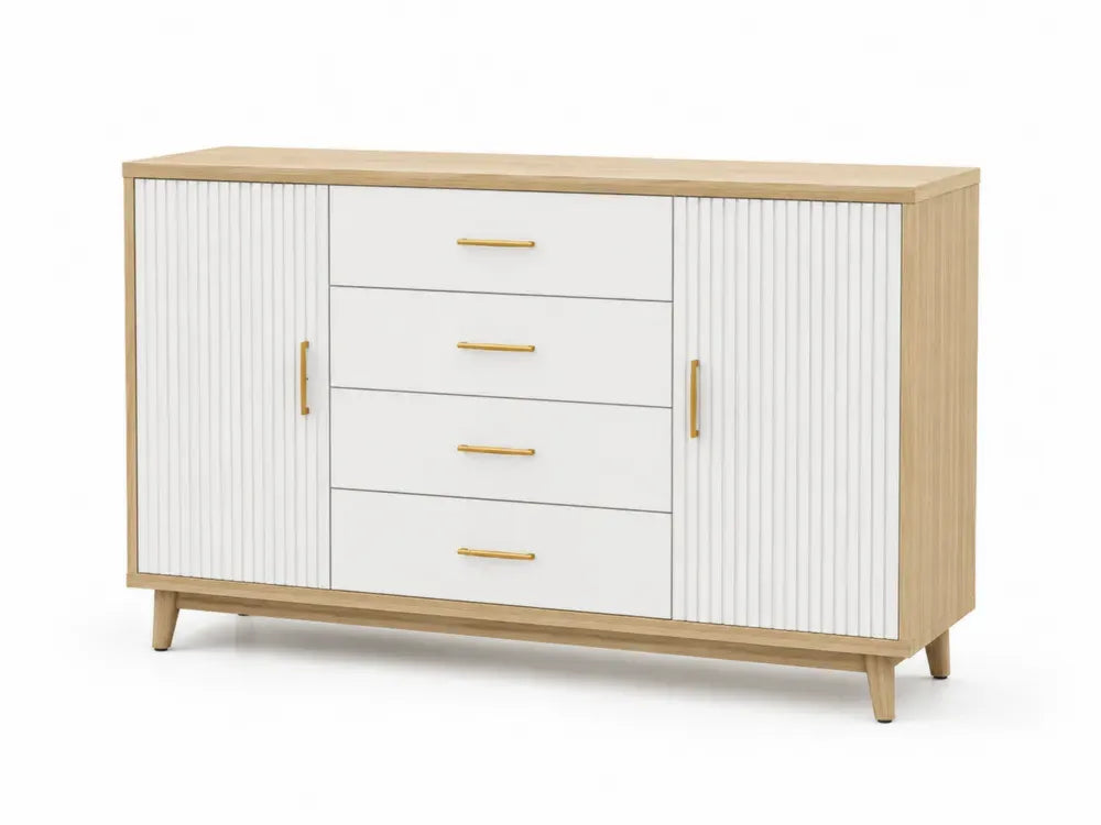 Sideboard Holzoptik und Weiß 150x40x90 cm