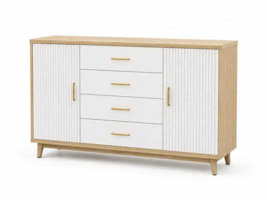 Sideboard Holzoptik und Weiß 150x40x90 cm