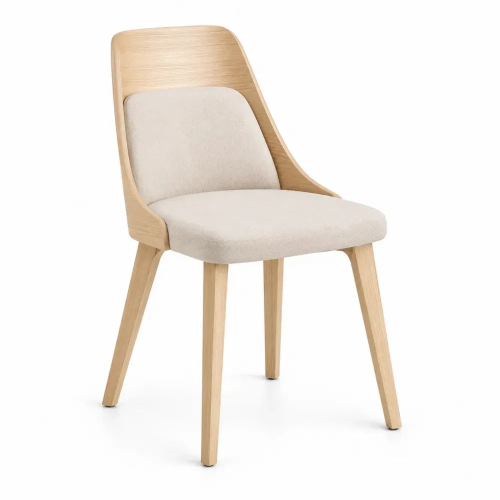 Esszimmerstuhl Eiche Baumwollmischung Beige