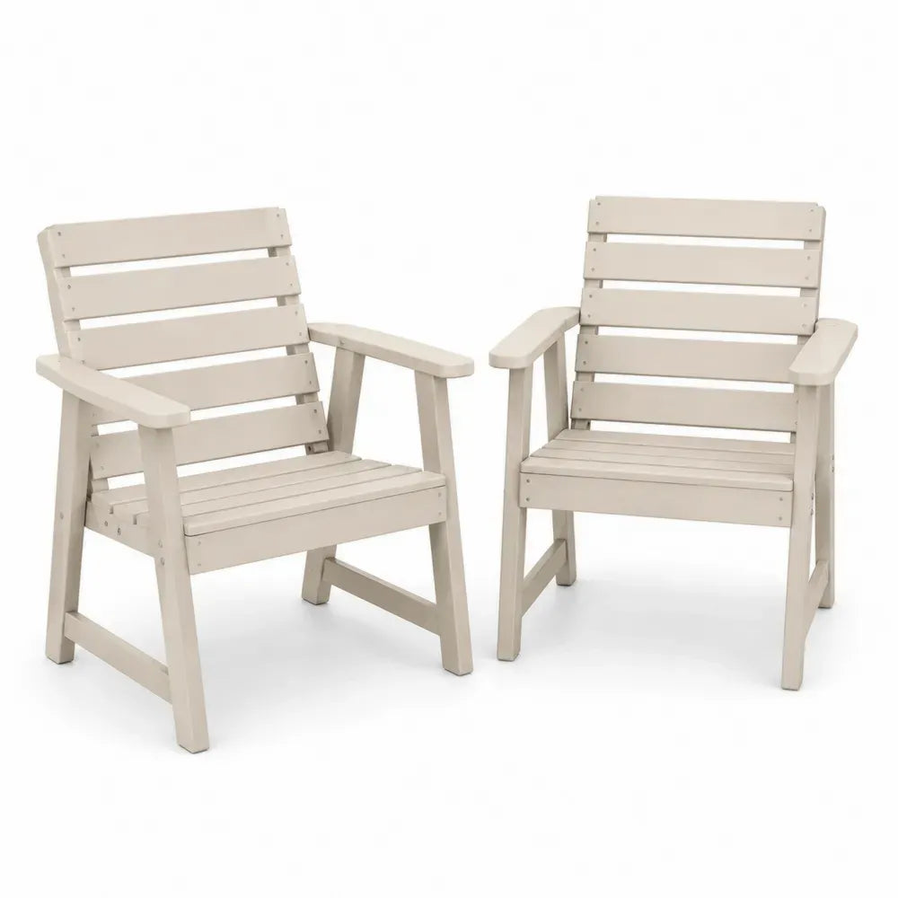 2-teilige Kunststoff-Gartenstühle Beige 60cm x 58cm x 85cm