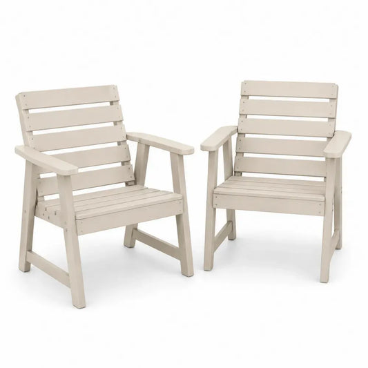 2-teilige Kunststoff-Gartenstühle Beige 60cm x 58cm x 85cm