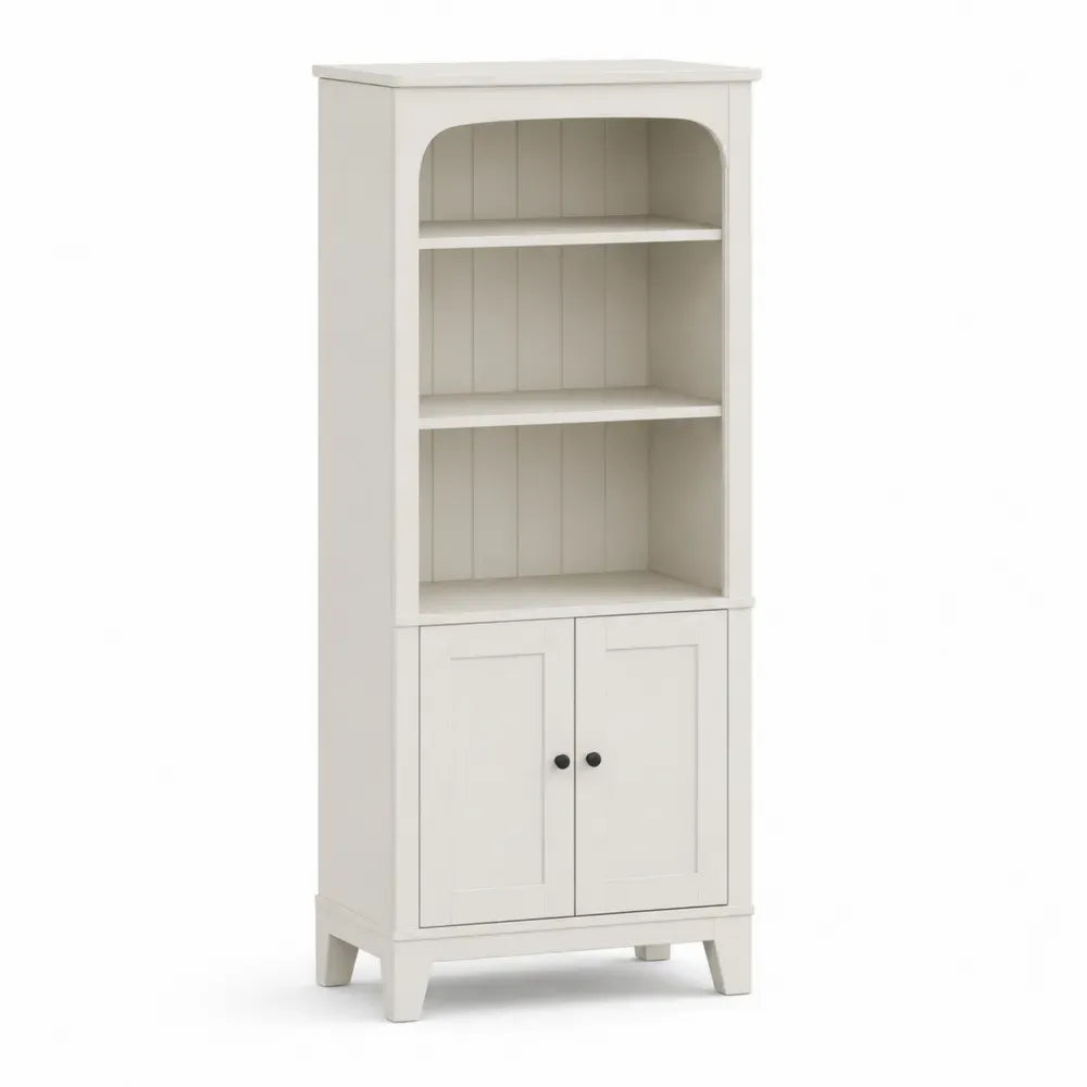 Weißer MDF-Schrank mit Regalen 80x30x180 cm