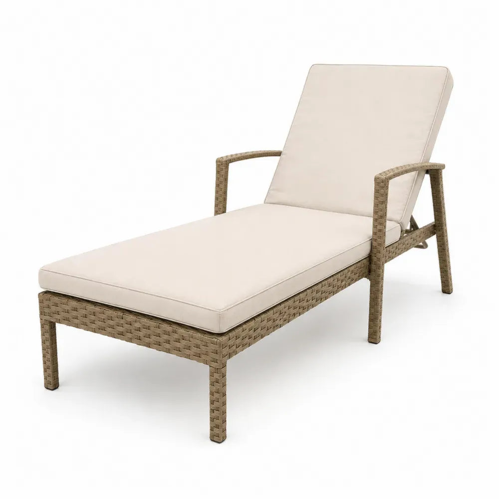 Verstellbare Gartenliege Aluminium Polyrattan Beige