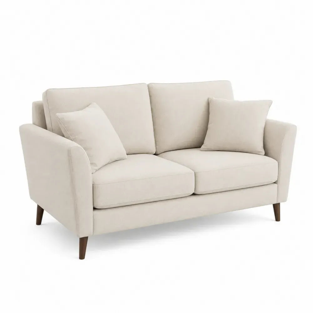 Zweisitzer-Sofa aus Polyesterstoff mit Hartholzbeinen Beige