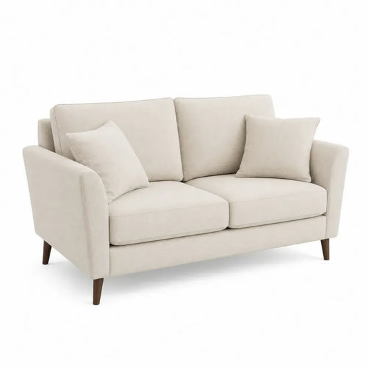 Zweisitzer-Sofa aus Polyesterstoff mit Hartholzbeinen Beige