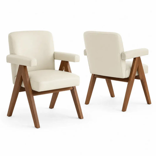 Set von Esszimmerstühlen aus Kunstleder mit Holzbeinen, 2 Stück