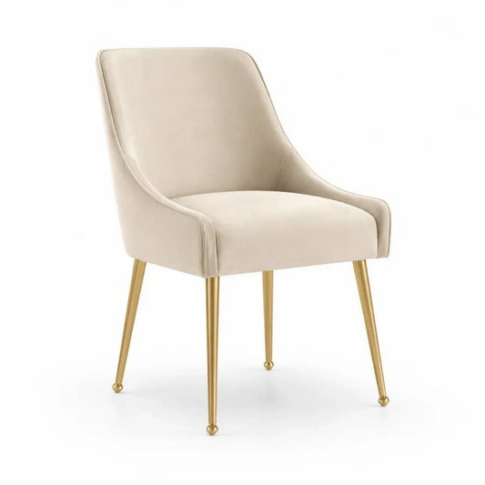 Esszimmerstuhl Samt Edelstahlbeine Beige Gold 84cm
