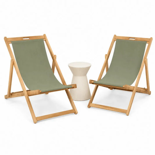 Klappstuhlset aus Holz mit Tisch, Polyester grün