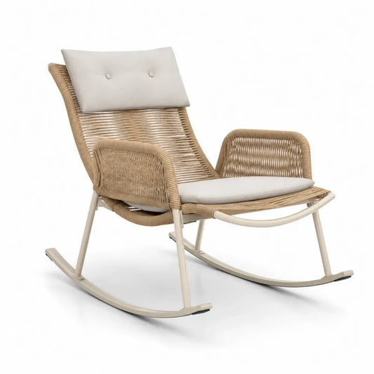 Schaukelstuhl aus Polypropylen mit Kissen Beige