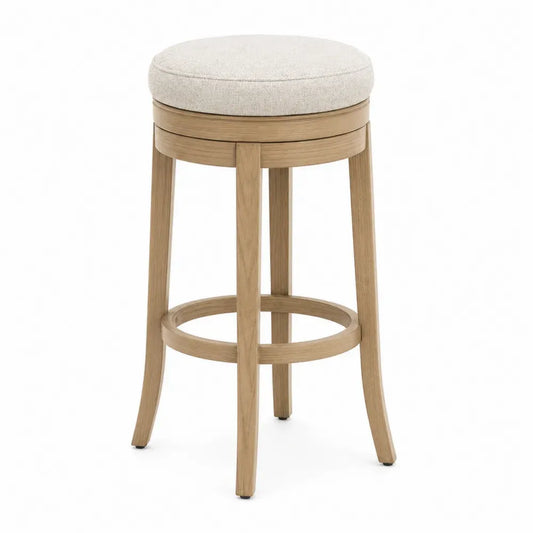 Barhocker aus Eiche mit Polyesterbezug Beige 75 cm
