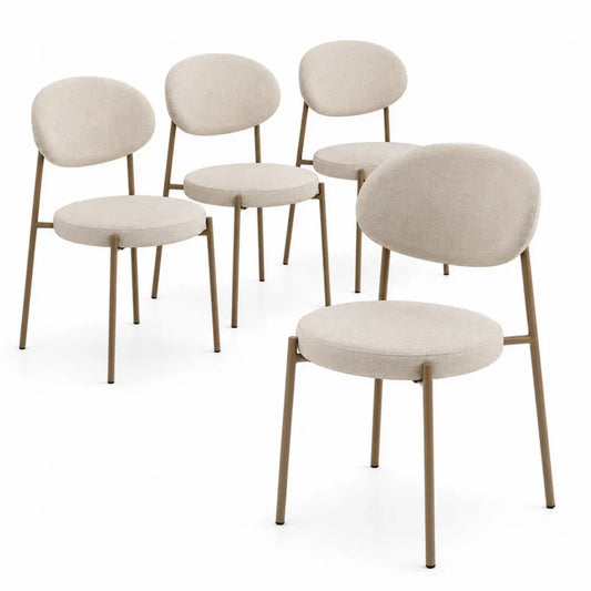 5er-Set Esszimmerstühle Metallrahmen Beige Stoff