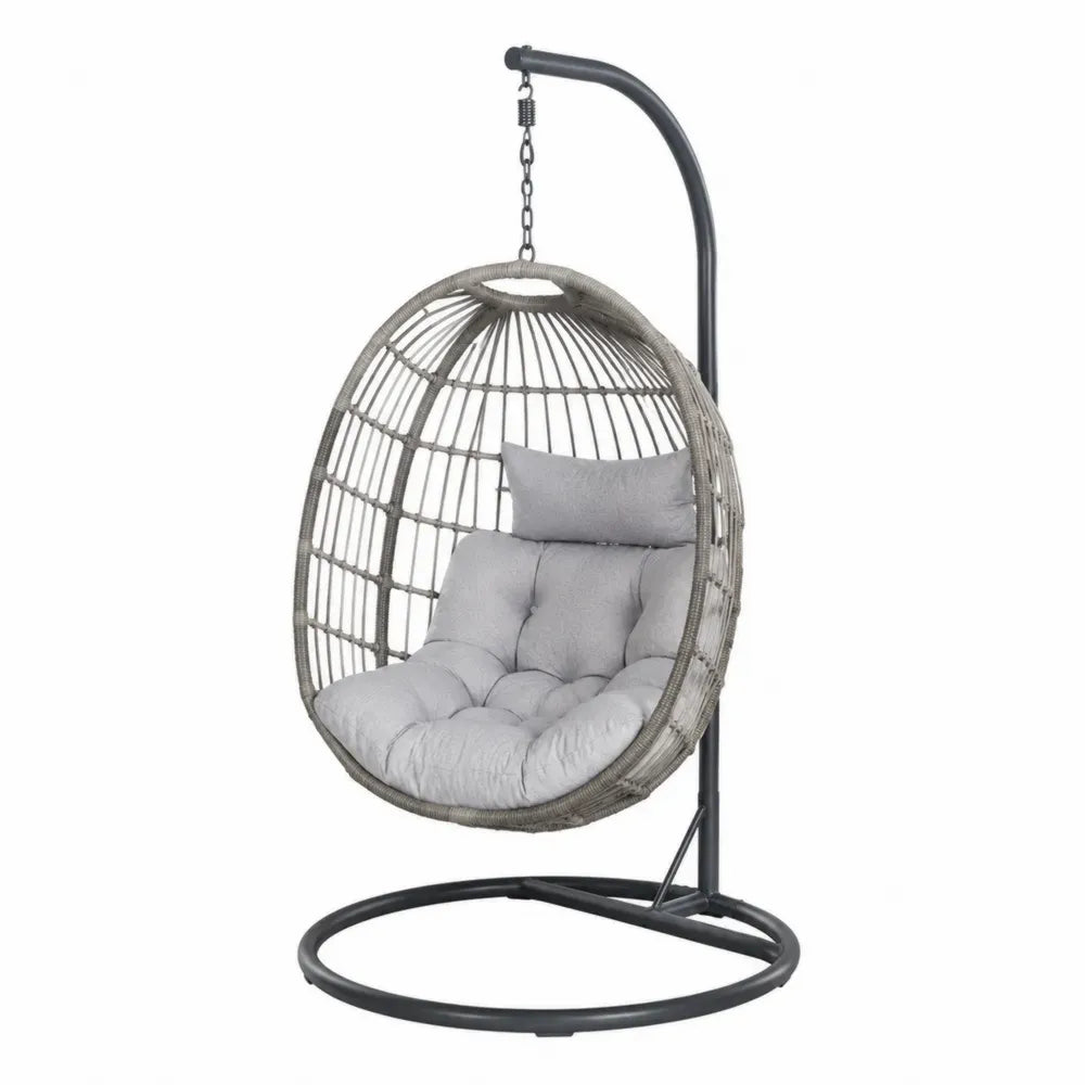 Hängesessel aus Polyrattan Grau mit Stahlrahmen