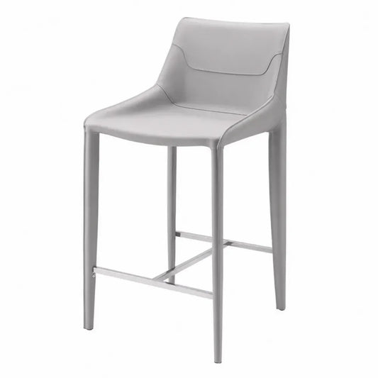Barhocker aus Kunstleder und Stahl Grau